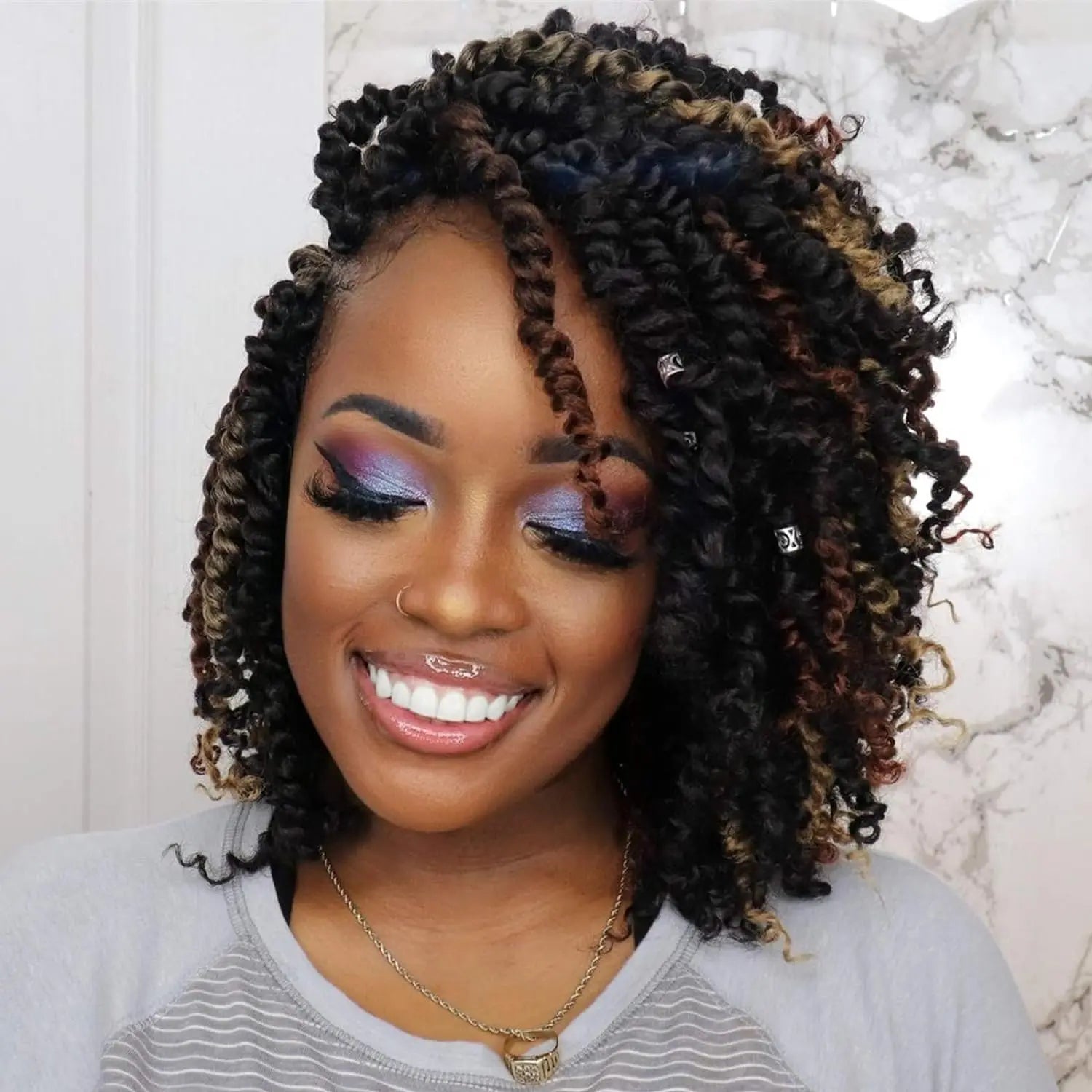 ( US ONLY) FAST SHIPPING NB | Toyotress® Tiana Passion Twist Hair - Pre-twisted Crochet Braids Natural Black, Pre-looped Synthetic Braiding Hair Extensions Toyotress